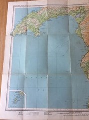 1955 Bartholomew Revised Half Inch Cloth Map 22 Mid Wales (incl Dolgelley )