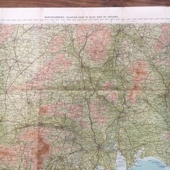 Vintage Bartholomews cloth backed map of Wexford & waterford Ireland