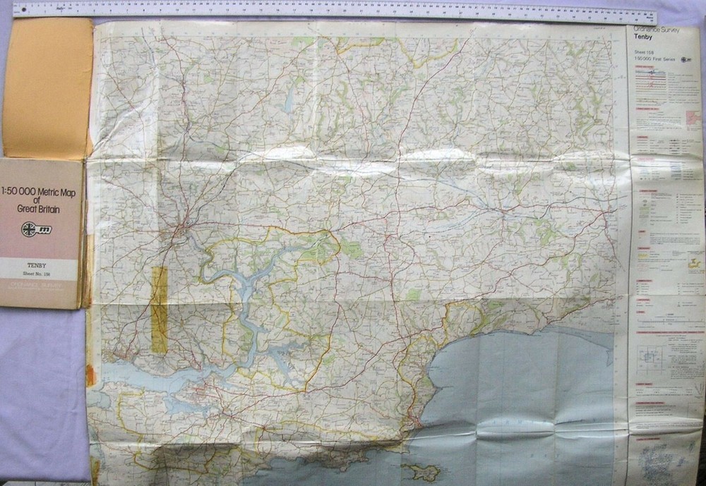 1976 OS Metric Map sheet 158 Tenby – waxed Library Edition