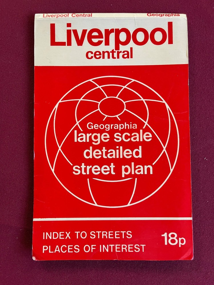 Liverpool Central travel map Great Britain Vacation Guide Street Map England 70s
