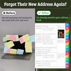 Address Book with Colorful Alphabetical Tabs (4.7″ X 6.2″) – Sage Green