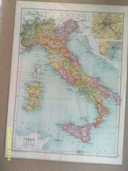 Antique Map. ITALY with Rome & Venice inset, Bartholomew. c1909. VG.