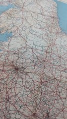 Vintage Map- Road Map of England & Wales Bacon’s Reversible Maps No 2 c1950’s