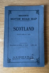 Vintage Bacon’s Motoring Road of Scotland Map Cycling Cloth Backed