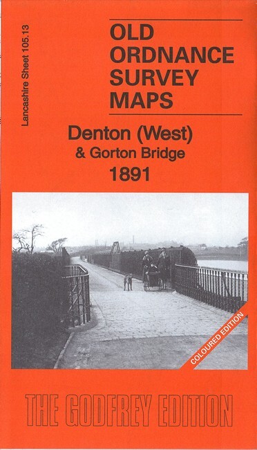 Denton West & Gorton Bridge 1891 Coloured, 1916 or 1934 Lancashire Sheet 105.13