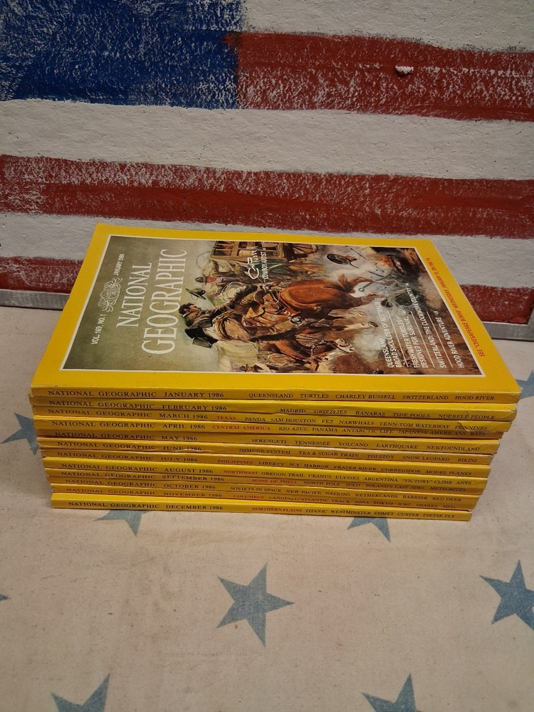 1986 National Geographic Magazine Full Year ~ 12 Issues ~ Good Condition