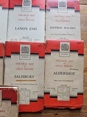 Job Lot – Ordnance Survey One Inch Maps (seventh series) x 9 [cloth mounted]