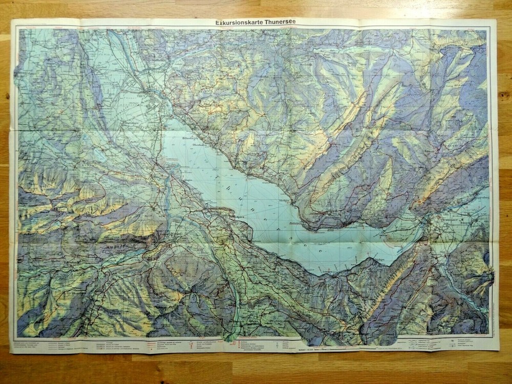 Old Folding Map – Thunersee Switzerland