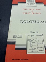 Vintage Ordnance Survey Map 7th series One Inch Cloth Mounted Dolgellau 1962