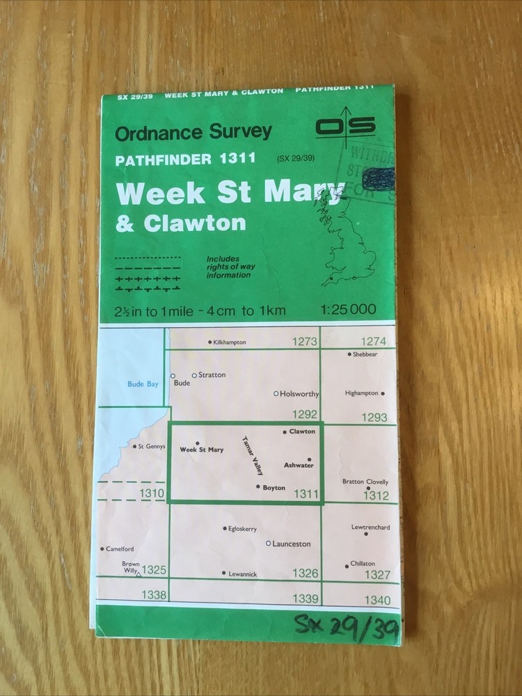 1989 Ordnance Survey Pathfinder Map 1311 SX 29/39 Week St Mary And Clawton