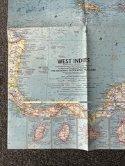National Geographic Magazine Paper Map Of West Indies 1962 Atlas Plate 23