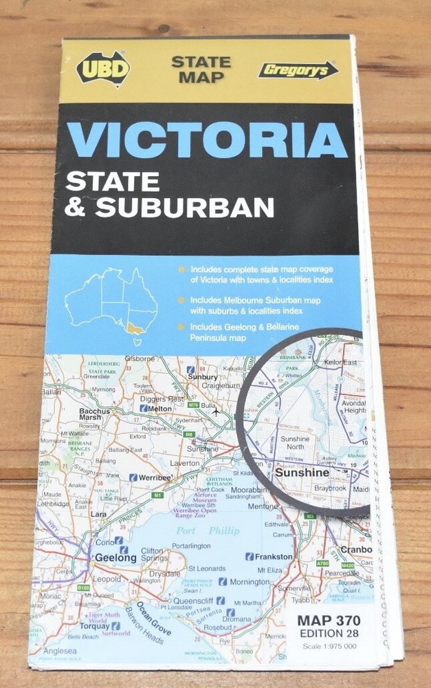 UBD GREGORY’S STATE MAP – VICTORIA State & Suburban – Map 370, Edition 28 – EUC