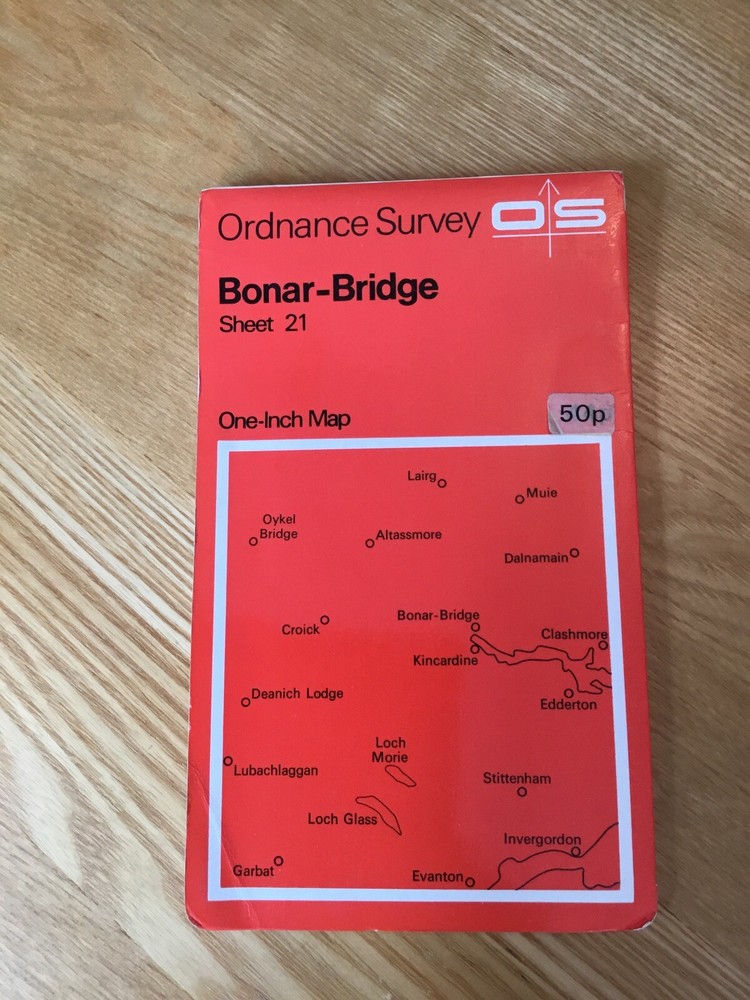1966 Ordnance Survey One Inch Map 21 Bonar-Bridge (incl Invergordon & Lairg )
