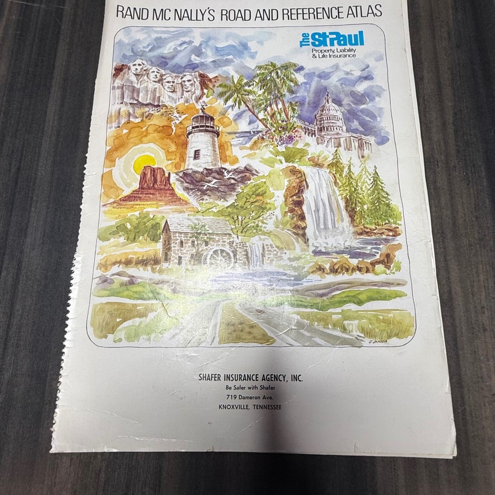 Rand McNally Road Atlas Vintage Travel Map St. Paul Insurance Spiral Bound
