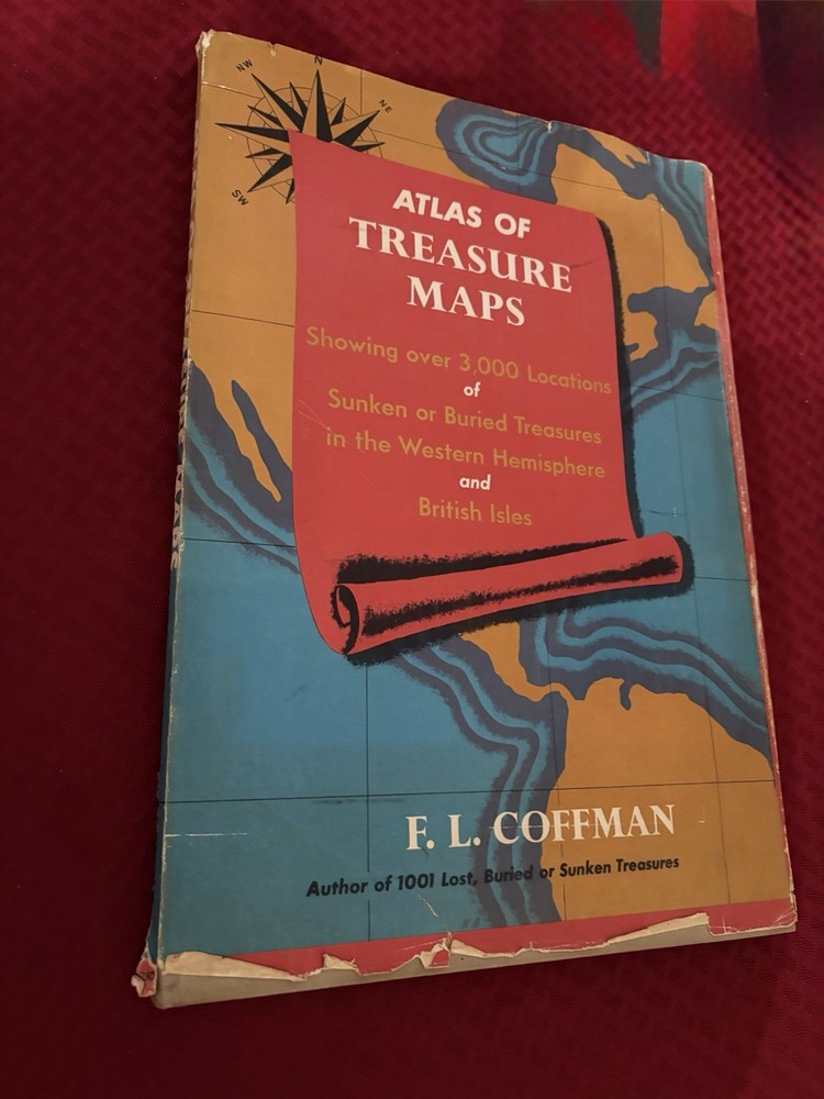 Rare 1950s “Atlas Of Treasure Maps” Large Book FL Coffman
