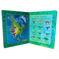 Usborne Dinosaur Jigsaw Puzzle Book Atlas Continents with Discovered Dinosaurs