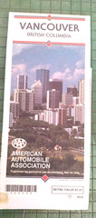VANCOUVER British Columbia Canada Paper Fold-out MAP 1993 AAA Trip Planning Aid