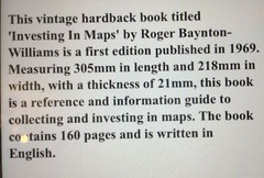 Vintage 1969 Hardback Book Investing In Maps R. Baynton-Williams 1st Edn. Used