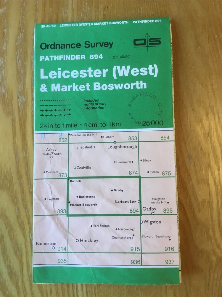 1987 Ordnance Survey Pathfinder Map 894 SK40/50 Leicester West & Market Bosworth