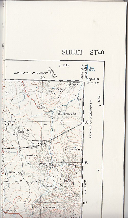 Ordnance Survey 1:25,000 First Series Map Sheet ST 40 Crewkerne