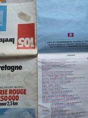 French, English and Dutch Cartes IGN Serie Rouge 1:250000 BRETAGNE map 105