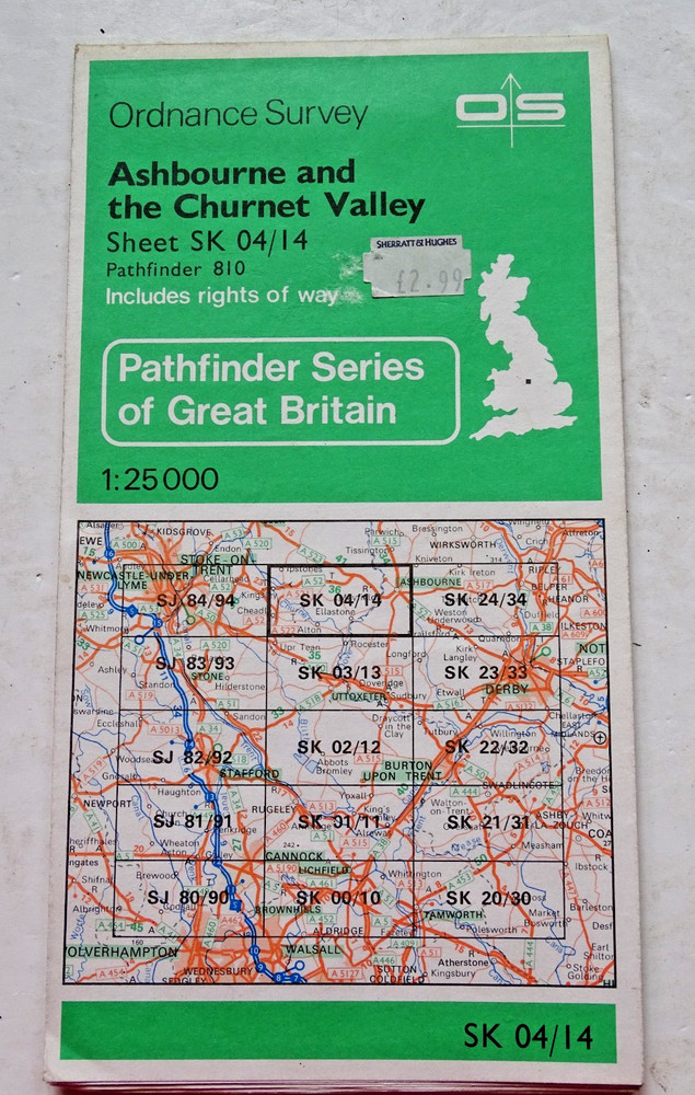 Ordnance Survey Map – Pathfinder – Ashbourne – Sheet SK 04/14 – 1:25000 – 1984