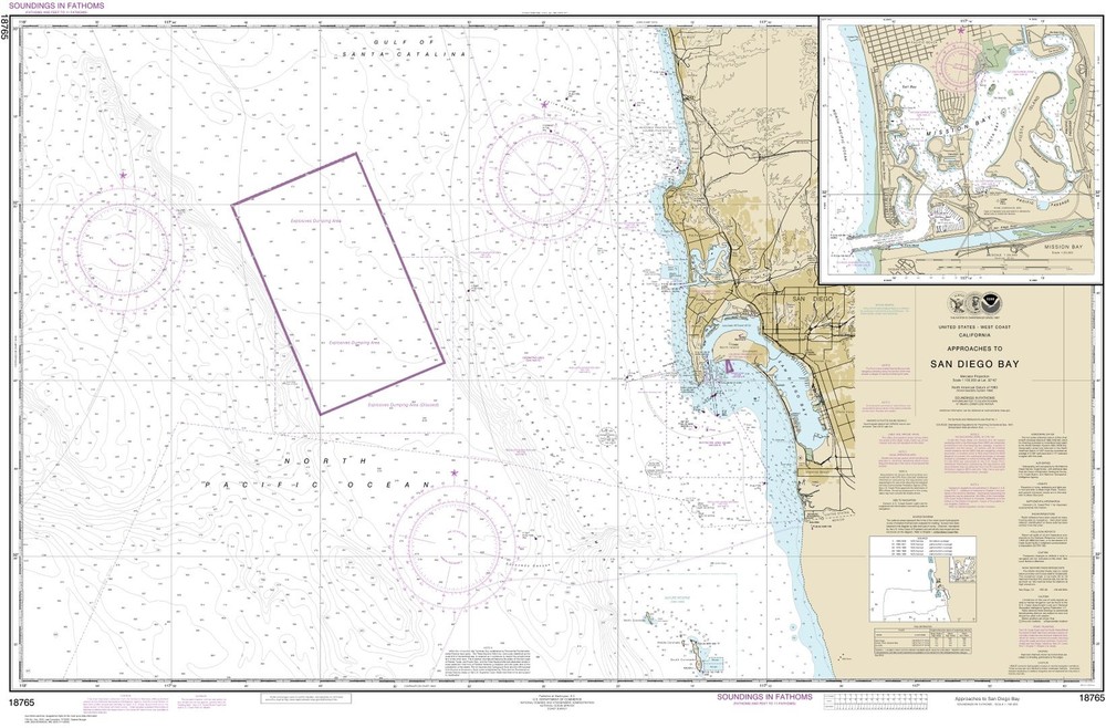 Approaches to San Diego Bay;Mission Bay | Waterproof NOAA Chart 18765