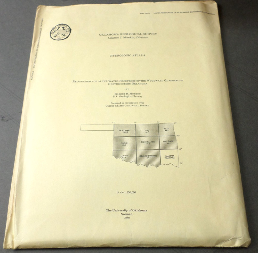 1980 OGS Water Resources of Woodward Quadrangle NW OK Hydrologic Atlas 8, 4 Maps