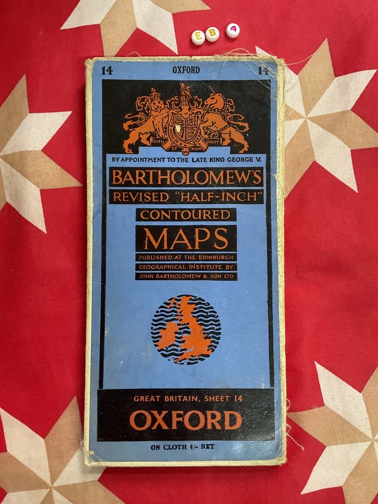 Vintage Bartholowmew’s Half-Inch Contoured Map- RARE CLOTH OXFORD