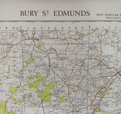 Ordnance Survey Map – Bury St. Edmunds (1946). 1 Inch = 1 Mile. 73cm x 90cm. VGC