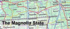 Mississippi USA Physical Map – Laminated 36.83cm x 63.5