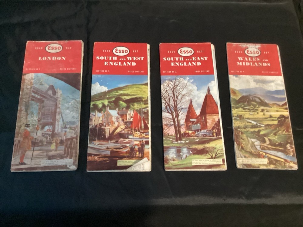 Vintage Esso Road Maps (Incl. London, SW England, SE England & Wales/Midlands)