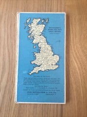1955 Bartholomew Revised Half Inch Cloth Map 22 Mid Wales (incl Dolgelley )