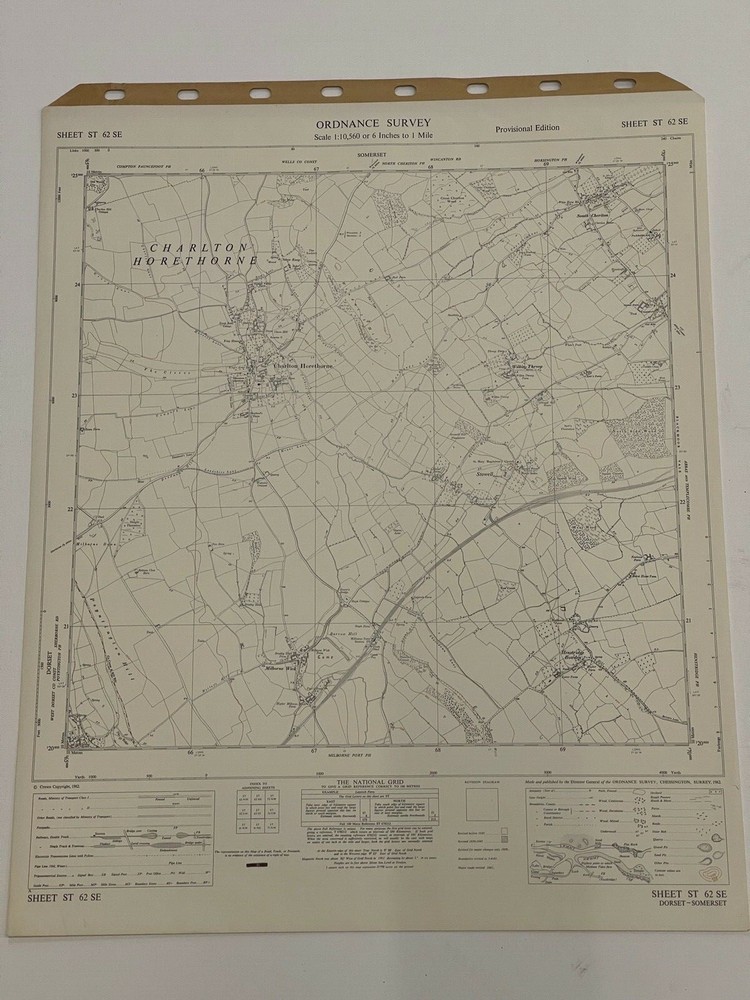 OS, 6 Inch to 1 Mile Map, sheet ST 62 SE, Somerset, Charlton Hornthorne, 1962