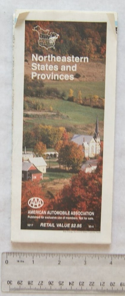 1990 American Automobile Association map Northeastern States & Provinces