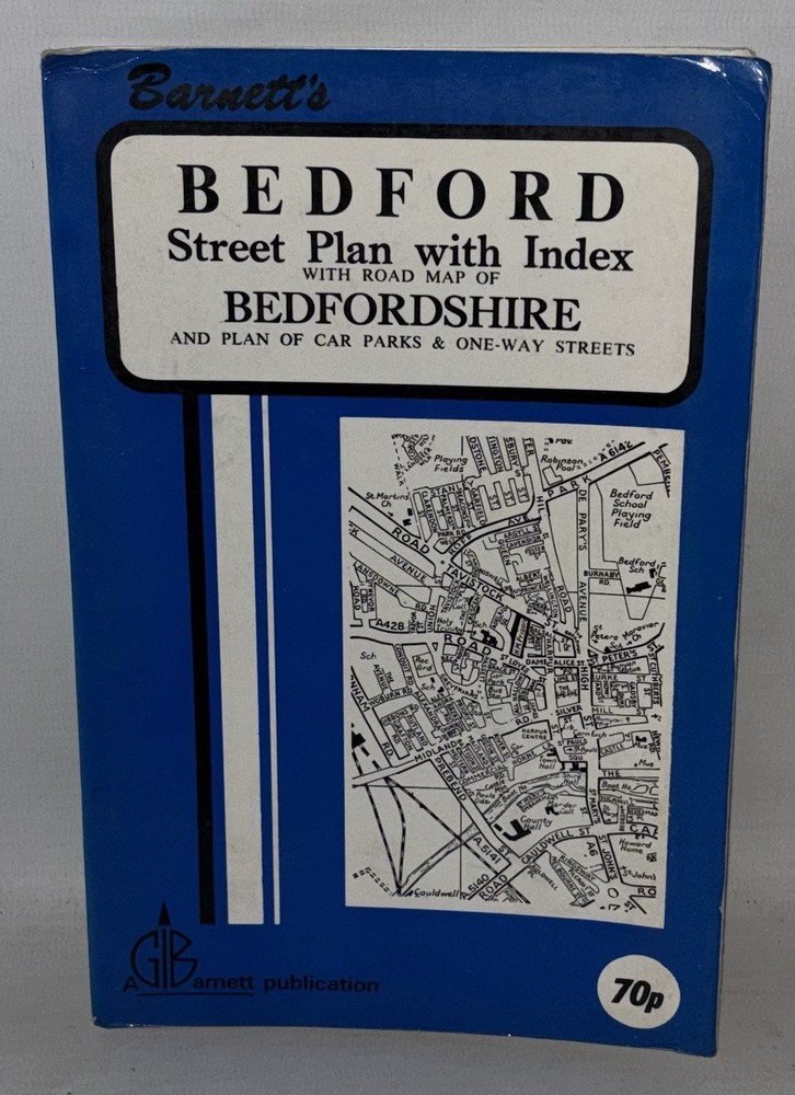 G.I. Barnett’s Street Plan with Index – Bedford – c1985