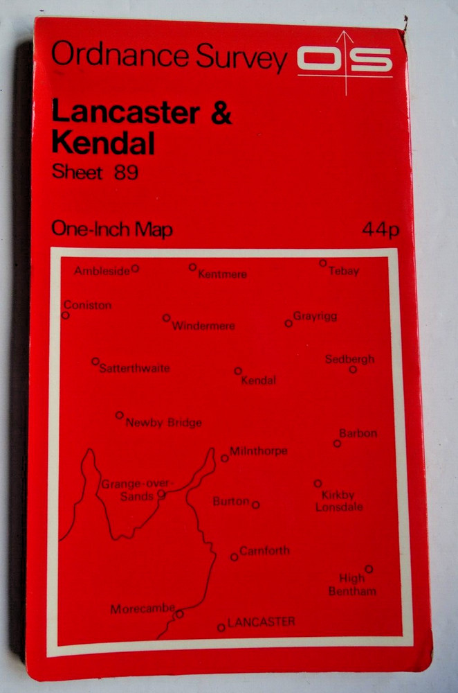 Vintage OS Ordnance Survey One Inch Map – Lancaster Kendal – Sheet 89- c1971