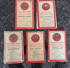 Collection of 5 Vintage O/S 1940’s One Inch Maps No. 86 96 102 180 186