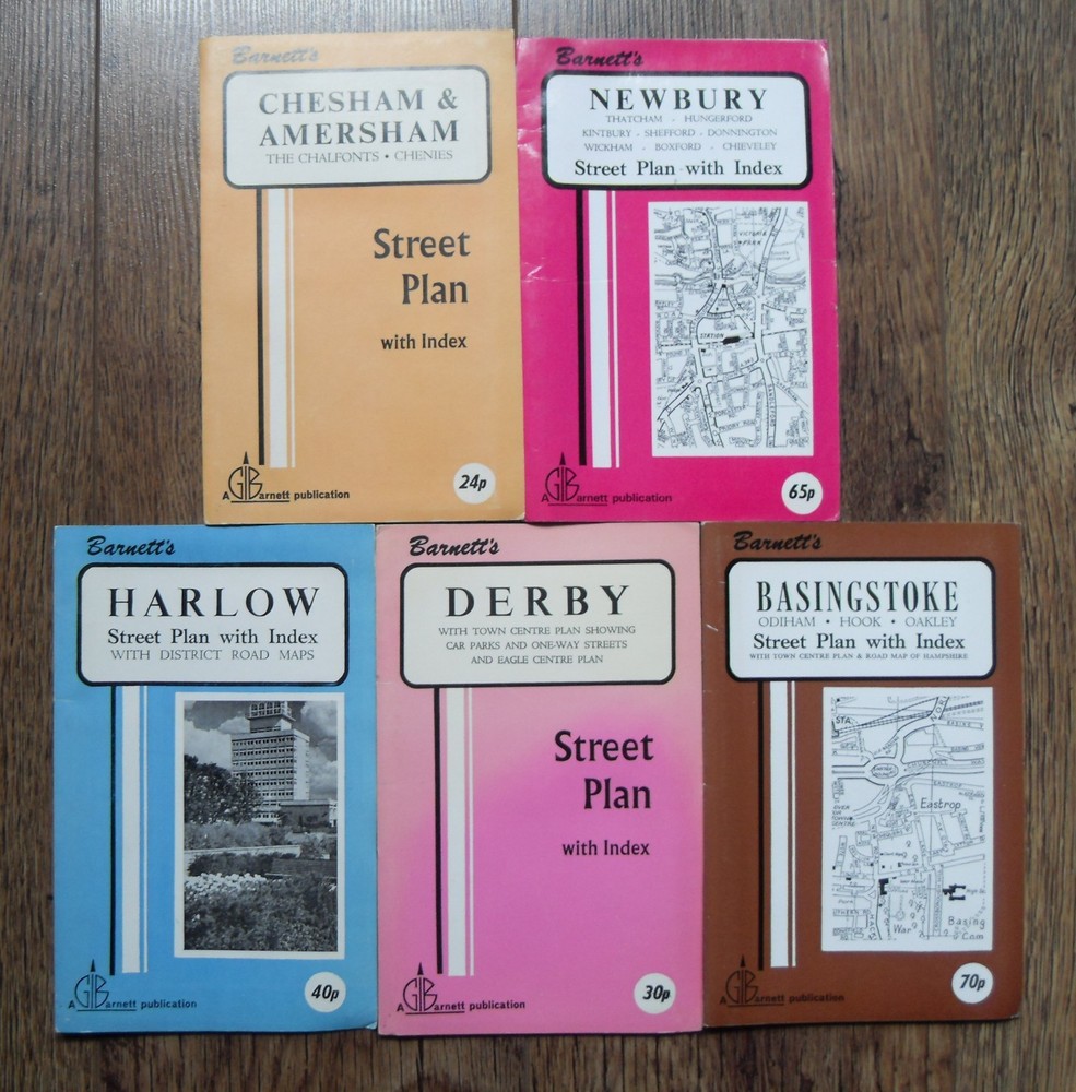 5x Barnetts Street Plan With Index Vintage Map