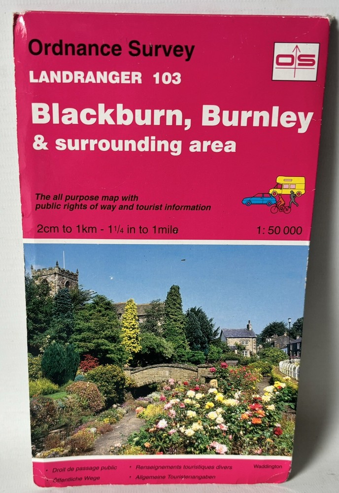 Ordnance Survey Landranger Map – Blackburn & Burnley – Sheet 103 – 1994