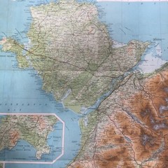 Vintage Bartholomews cloth backed map of North Wales