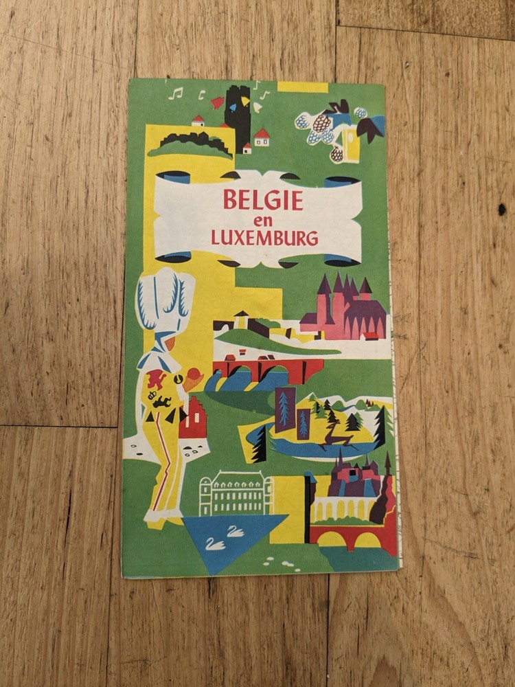 Vintage Shell map 1950s Belgium and Luxembourg
