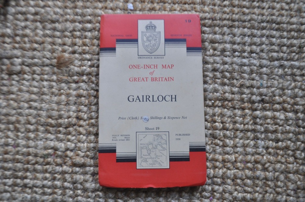 GAIRLOCH No 19 1958 CLOTH Seventh Series Ordnance Survey One Inch Map