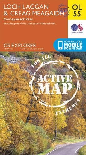 Loch Laggan & Creag Meagaidh, Corrieyairack Pass (Map) OS Explorer Map Active