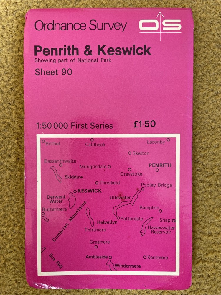 OS Ordnance Survey Landranger Map Sheet 90 Penrith & Keswick – 1979