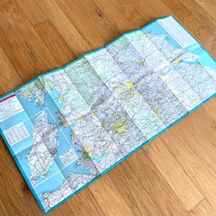 1965 Large ESSO Road Map of Northern England Historic Map incl Newcastle, York