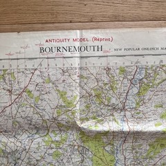 Vintage Ordinance Survey Map Sheet Bournemouth 1953 Antiquity Reprint