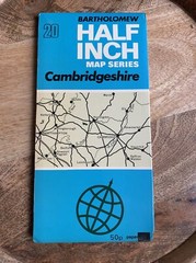 CAMBRIDGESHIRE Bartholomew – Half Inch Map 1973 No 20 Bedford Ely Royston