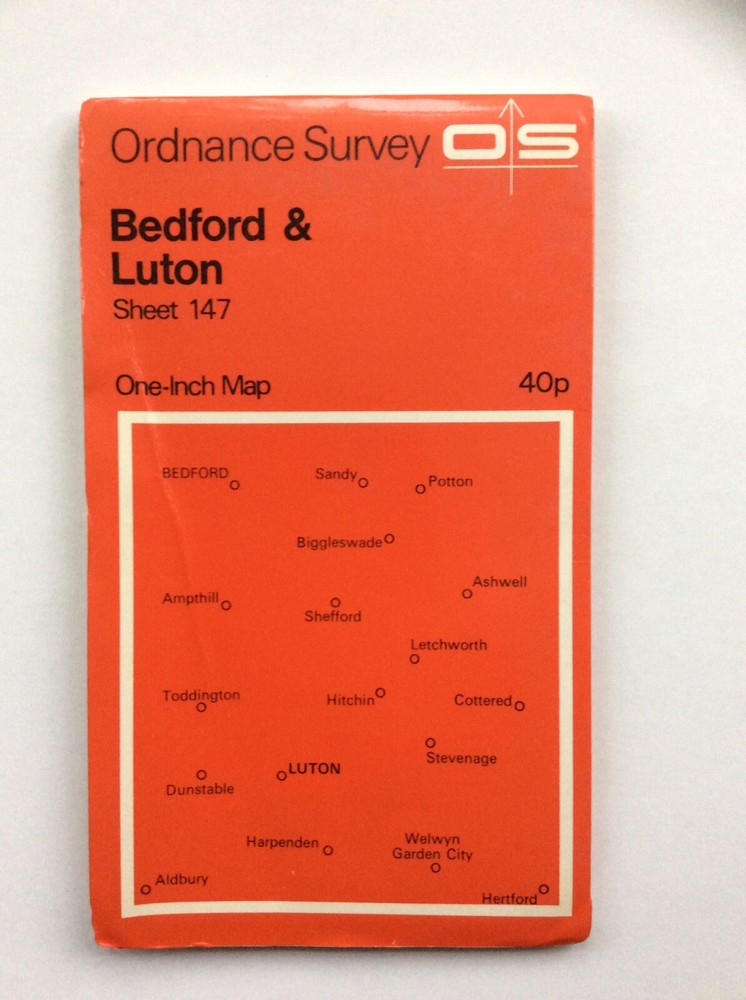 Vintage Ordnance Survey Map No. 147 Bedford & Luton