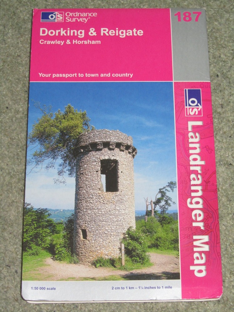 OS Ordnance Survey Landranger Map Sheet 187 Dorking & Reigate – 2003
